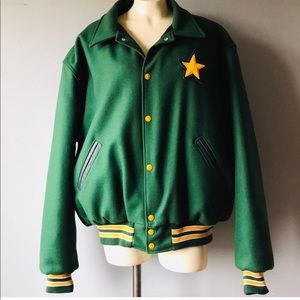 🔥👀Men’s Green and Yellow Holloway Varsity Jacket (fits 3X)